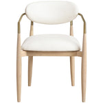 Riccio Vegan Leather Upholstered Dining Arm Chair in Cream