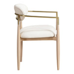 Riccio Vegan Leather Upholstered Dining Arm Chair in Cream