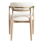 Riccio Vegan Leather Upholstered Dining Arm Chair in Cream