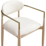 Riccio Vegan Leather Upholstered Dining Arm Chair in Cream