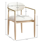 Riccio Vegan Leather Upholstered Dining Arm Chair in Cream