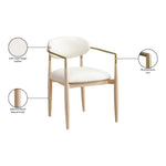 Riccio Vegan Leather Upholstered Dining Arm Chair in Cream