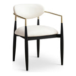 Riccio Vegan Leather Upholstered Dining Arm Chair in Cream