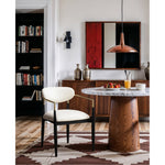 Riccio Vegan Leather Upholstered Dining Arm Chair in Cream