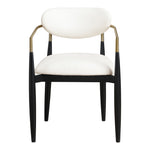 Riccio Vegan Leather Upholstered Dining Arm Chair in Cream