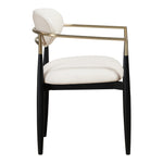 Riccio Vegan Leather Upholstered Dining Arm Chair in Cream