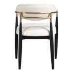 Riccio Vegan Leather Upholstered Dining Arm Chair in Cream