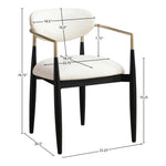 Riccio Vegan Leather Upholstered Dining Arm Chair in Cream