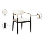 Riccio Vegan Leather Upholstered Dining Arm Chair in Cream