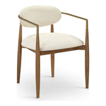 Riccio Vegan Leather Upholstered Dining Arm Chair in Cream