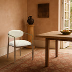 Riccio Vegan Leather Upholstered Dining Arm Chair in Cream