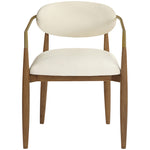 Riccio Vegan Leather Upholstered Dining Arm Chair in Cream
