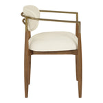 Riccio Vegan Leather Upholstered Dining Arm Chair in Cream