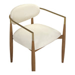 Riccio Vegan Leather Upholstered Dining Arm Chair in Cream