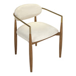 Riccio Vegan Leather Upholstered Dining Arm Chair in Cream