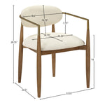 Riccio Vegan Leather Upholstered Dining Arm Chair in Cream