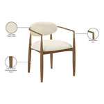 Riccio Vegan Leather Upholstered Dining Arm Chair in Cream