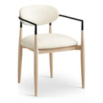 Riccio Vegan Leather Upholstered Dining Arm Chair in Cream