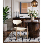 Riccio Vegan Leather Upholstered Dining Arm Chair in Cream