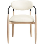 Riccio Vegan Leather Upholstered Dining Arm Chair in Cream