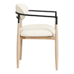 Riccio Vegan Leather Upholstered Dining Arm Chair in Cream