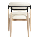 Riccio Vegan Leather Upholstered Dining Arm Chair in Cream