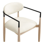 Riccio Vegan Leather Upholstered Dining Arm Chair in Cream