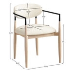 Riccio Vegan Leather Upholstered Dining Arm Chair in Cream