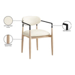 Riccio Vegan Leather Upholstered Dining Arm Chair in Cream