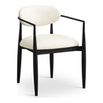 Riccio Vegan Leather Upholstered Dining Arm Chair in Cream