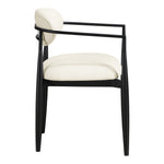Riccio Vegan Leather Upholstered Dining Arm Chair in Cream