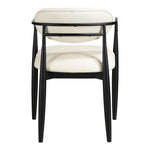 Riccio Vegan Leather Upholstered Dining Arm Chair in Cream
