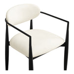 Riccio Vegan Leather Upholstered Dining Arm Chair in Cream