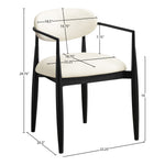 Riccio Vegan Leather Upholstered Dining Arm Chair in Cream