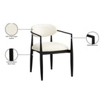 Riccio Vegan Leather Upholstered Dining Arm Chair in Cream