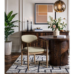 Riccio Vegan Leather Upholstered Dining Arm Chair in Taupe