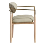 Riccio Vegan Leather Upholstered Dining Arm Chair in Taupe