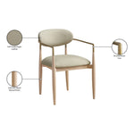 Riccio Vegan Leather Upholstered Dining Arm Chair in Taupe