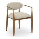 Riccio Vegan Leather Upholstered Dining Arm Chair in Beige
