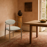 Riccio Vegan Leather Upholstered Dining Arm Chair in Beige