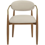 Riccio Vegan Leather Upholstered Dining Arm Chair in Beige