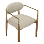 Riccio Vegan Leather Upholstered Dining Arm Chair in Beige