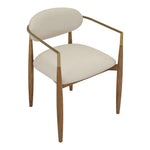 Riccio Vegan Leather Upholstered Dining Arm Chair in Beige