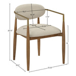 Riccio Vegan Leather Upholstered Dining Arm Chair in Beige