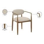 Riccio Vegan Leather Upholstered Dining Arm Chair in Beige