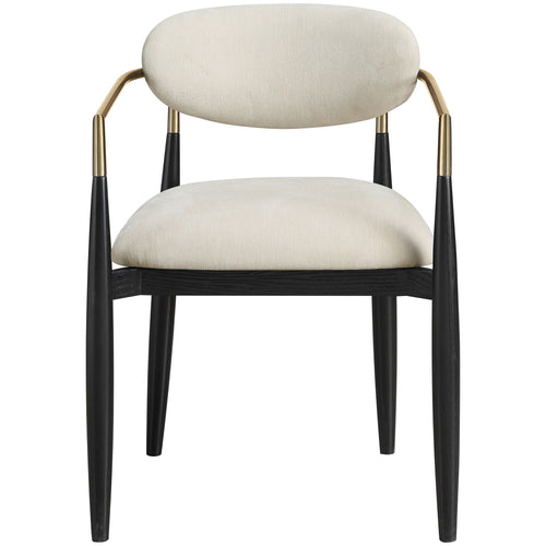 Riccio Performance Fabric Upholstered Dining Arm Chair in Beige