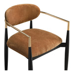 Riccio Performance Fabric Upholstered Dining Arm Chair in Cognac