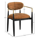 Riccio Performance Fabric Upholstered Dining Arm Chair in Cognac