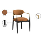 Riccio Performance Fabric Upholstered Dining Arm Chair in Cognac