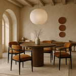 Riccio Performance Fabric Upholstered Dining Arm Chair in Cognac